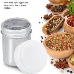 Rostfritt Stål Pulver Shaker Kanna Kakao Socker Kaffe Peppar Krydda (Konkav S)