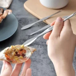 Rostfritt Stål Skaldjursverktyg Krabba Gaffel Sked Krabba Nål Multifunktionell Köttsked