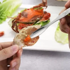 Rostfritt Stål Skaldjursverktyg Krabba Gaffel Sked Krabba Nål Multifunktionell Köttsked