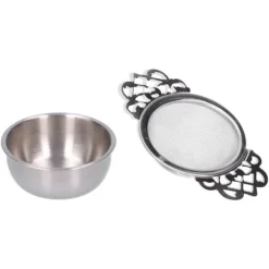 rostfritt stål tesil lösa blad teinfuserfilter dubbelöra köksredskap silver