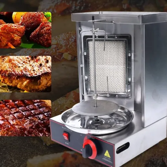 360° Rotationsgrillmaskin, Justerbar temperatur upp till 572°F, 2000W värmeeffekt, Konstruktion i rostfritt stål
