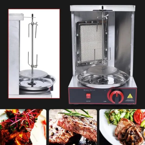 Rotisserigrill 360° - Gasgrill - Infraröd LPG-brännare - 2000 W - 220 V 50 Hz - 0–300 °C Steglös Temperatur - Rostfritt Stål - Max 10 kg