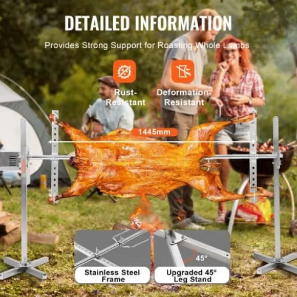 Rotisserigrillset, 176,5x56,5x87 cm, rostfritt stål, justerbar