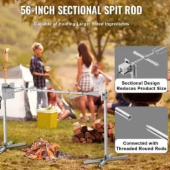 Rotisserigrillset, 176,5x56,5x87 cm, rostfritt stål, justerbar