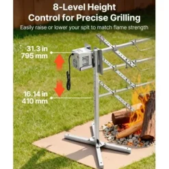 Rotisserigrill 174x53,5x86 cm rostfritt stål elektriskt grillset