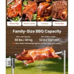 Rotisserigrill 174x53,5x86 cm rostfritt stål elektriskt grillset