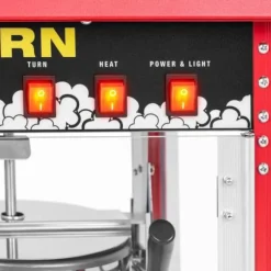 Royal Catering - Liten popcornmaskin - 1500 W effekt, rostfritt stål, härdat glas och non-stick-beläggning