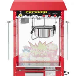 Royal Catering - Liten popcornmaskin - 1500 W effekt, rostfritt stål, härdat glas och non-stick-beläggning