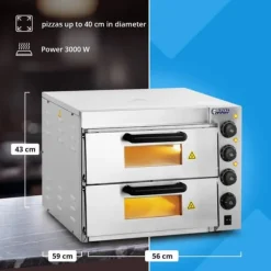 Royal Catering - Pizzaugn - Högtemperatur - Rostfritt stål - Pizzautrustning