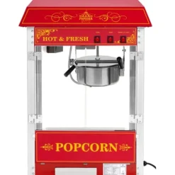 Royal Catering - Popcornmaskin med vagn - Retrodesign - Röd