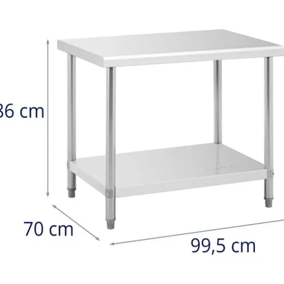 Royal Catering - Rostfri arbetsbänk - 100 x 70 cm - 250 kg lastkapacitet