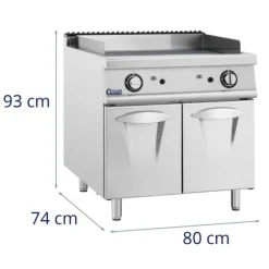 Royal Catering - Stekbord - Gas - Räfflad - 50–300 °C - Propangas / gasol / naturgas - Underskåp
