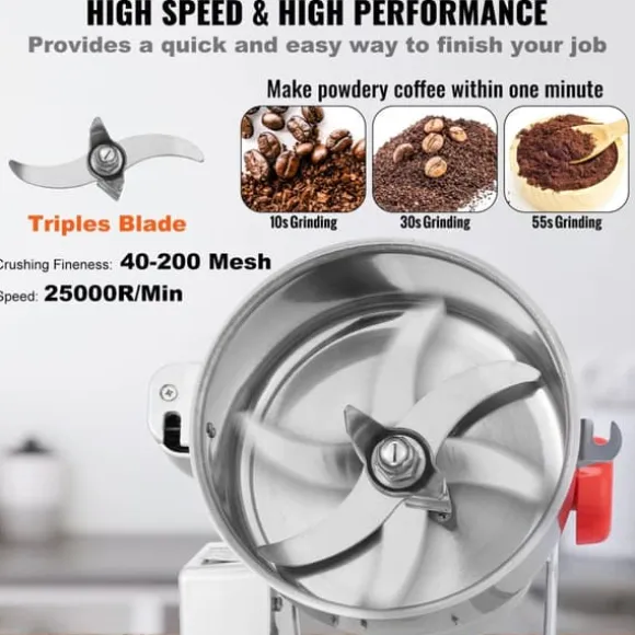 25000 RPM 40-200 mesh 700 g kapacitet multifunktionell elektrisk spannmålskvarn av svängtyp, säker design