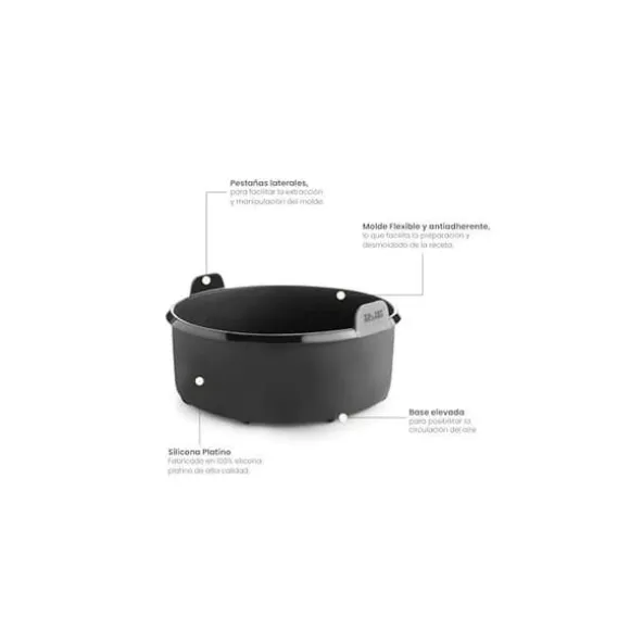 Rund behållare för Luftfritös - IBILI - 100% platina silikon - 20x20x7 cm - Non-stick - Resistens -60°C till 230°C