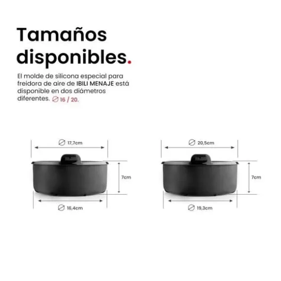 Rund behållare för Luftfritös - IBILI - 100% platina silikon - 20x20x7 cm - Non-stick - Resistens -60°C till 230°C
