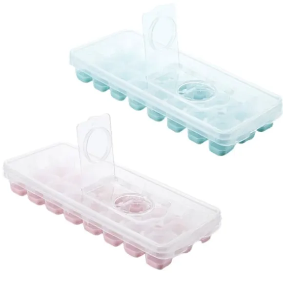 24 rutnät iskubbricka med lock täckta iskubbrickor Inget spill Ice Cube Box Silikon Ice Cube Maker bricka