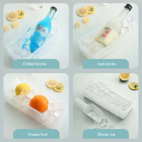 24 rutnät iskubbricka med lock täckta iskubbrickor Inget spill Ice Cube Box Silikon Ice Cube Maker bricka