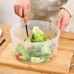 Sallad Spinner Manuell Sallad Spinner 3L Stor kapacitet Grönsakstvättmaskin Torktumlare Avloppssil med skål och durkslag