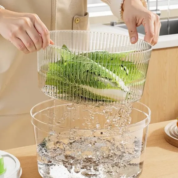 Salladsslunga med frukt och grönsaker, tvättmaskin och torktumlare, dubbelt lager av livsmedelskvalitet, lätt att hantera och se, diskmaskinssäker, k | CDON