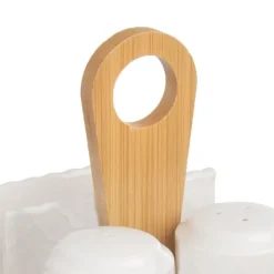 Salt- och pepparkar i porslin med stativ WHITELINE 3 st.
