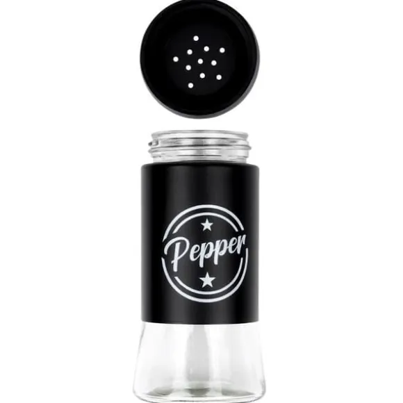 Salt- och pepparkar i svart glas, 2 st.