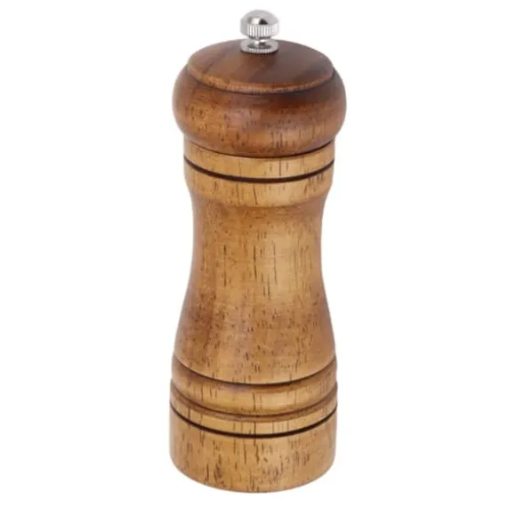 Salt- och pepparkvarn i trä - Justerbar keramisk slipmekanism - Kvarn för hemmakök 14,3x5,5 cm