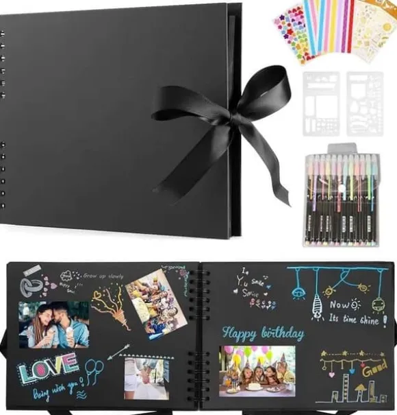 Scrapbook-fotoalbum, DIY-fotoalbum med 12 pennor, 80 sidor, presenter till bröllopsresor