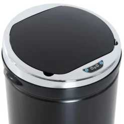 Sensor skräpkorg 42L, automatisk med lock, rostfri, för badrum, kontor, kök, svart