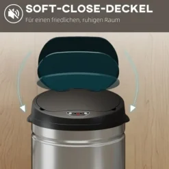 Sensor-soptunna 42 L med soft close, rostfritt stål, hygieniskt kök