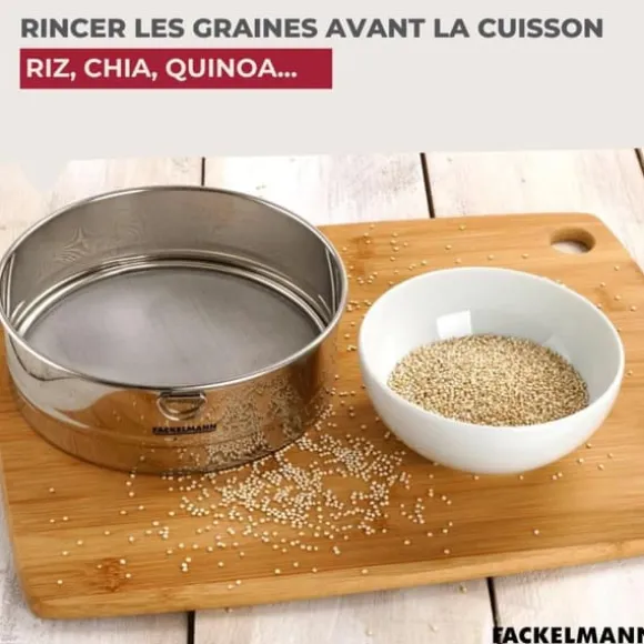 Set med 2 extra fina kökssiktar i rostfritt stål - FACKELMANN - Basic - 18 cm