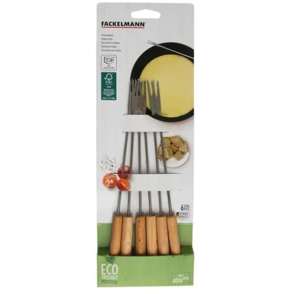 Set med 6 fonduegaflar av FSC-märkt trä från Fackelmann Nature
