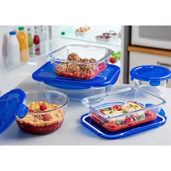 Set med 7 förvaringsbehållare - PYREX - Cook & Go - Glas - Lufttätt lock