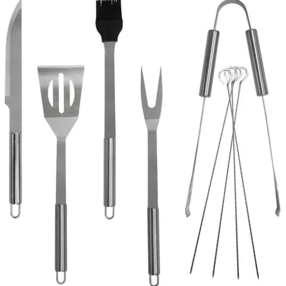 Set med grillverktyg i stål i etui, 10 delar.