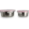 Set med 2 lufttäta behållare med lock - MENASTYL - 5040178 - Rostfritt stål - Rund - 15 och 20 cm - Mikrovågssäker