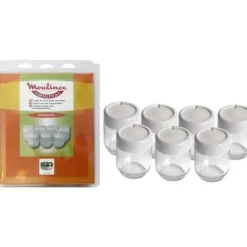 Set med 7 Moulinex yoghurt maker krukor - Vit - Tillbehör för Yoghurt maker