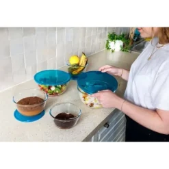 Set med 5 skålar med lock - PYREX - 1x 0,5L + 2x 1L + 2x 2L