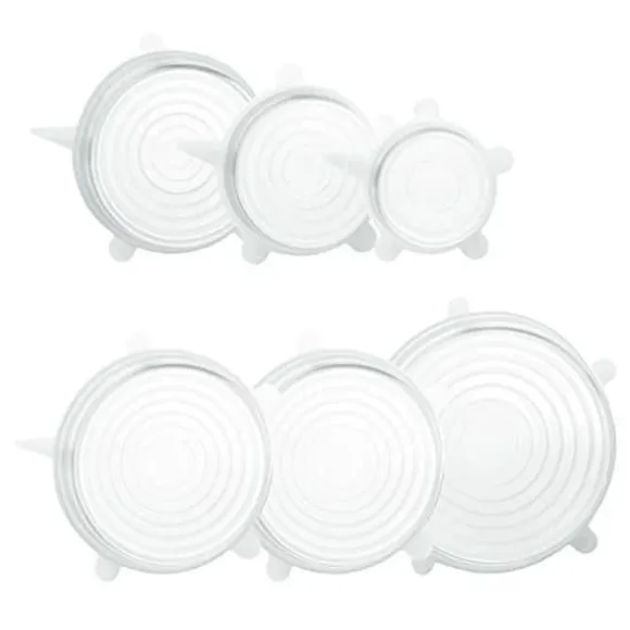 Set med 6 st Återvinningsbart silikonlock Universal Stretch Lock Lufttätt Stretch Giftfri Smaklös matkonservering