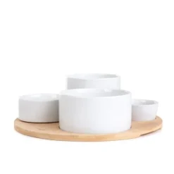 Set | YIFAN | vit, 5-delad serveringsskål | 33 cm | 874524