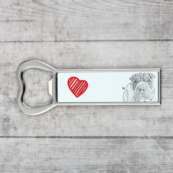 Shar Pei - flasköppnare med en hund, personlig kylöppnare, unik present till en man från Art-Dog