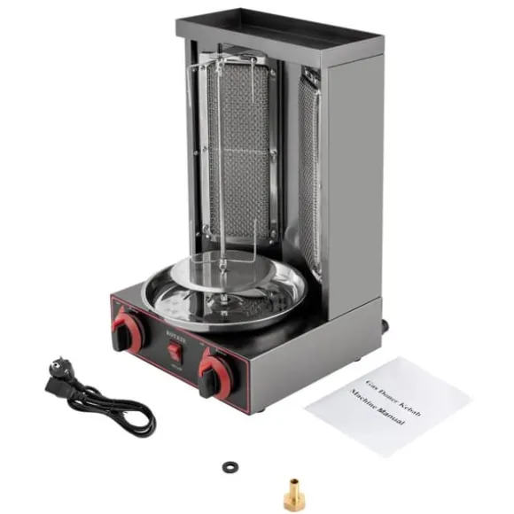 Shawarma Gyros Döner Grill - CG-25 Vertikal Rotisserie - 3000 W - 220 V - 2 Värmeelement - Kapacitet 12 kg