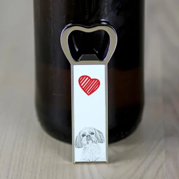 Shih Tzu, Shi tsu, Shi-Tzu, Szi-cu, Szitzu - flasköppnare med en hund, personlig kylöppnare, unik present till en man från Art-Dog