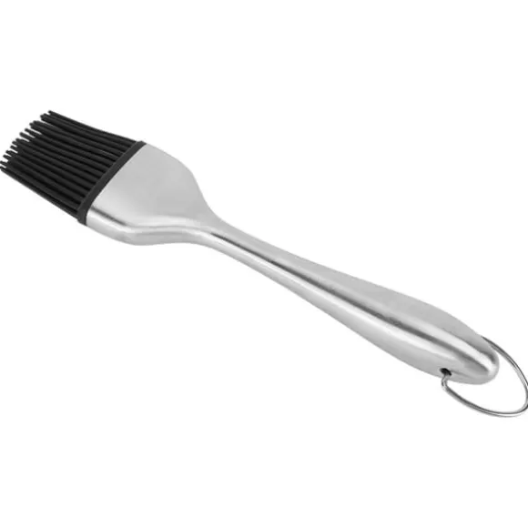Silikonborste Handtag i rostfritt stål Högtemperaturbeständigt köksbakning Grillsås OljeborsteIhåligt handtag Runt huvud S