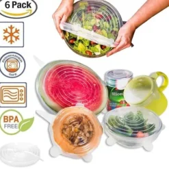 Silikonlock till skålar Koppar Matskydd Set med 6 matplastinpackningar rw3610