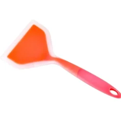 Silikonpannkakor Spade Flexibel Plattbottnad Bred Spatel Turner Genomskinlig Orange