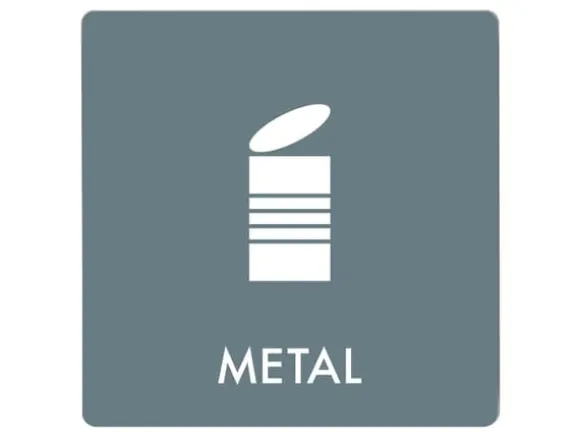 Skilt affaldspiktogram METAL 12x12 cm, aluminium, grå/hvid