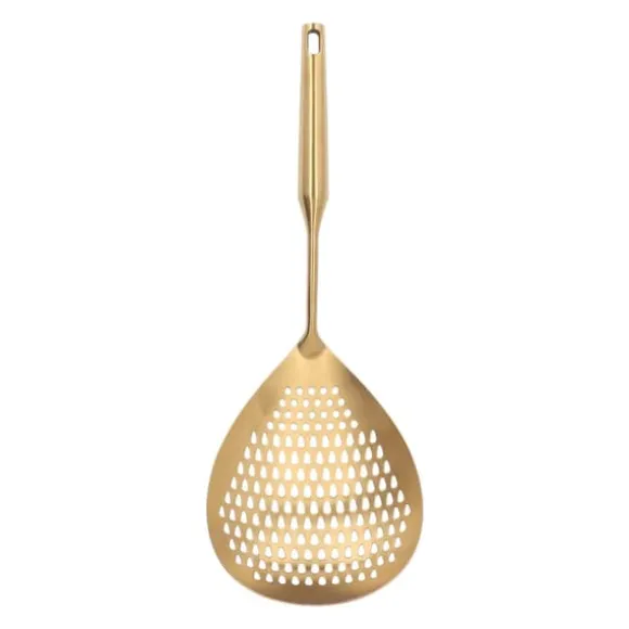 Skimmer Ladle 304 Rostfritt Stål Livsmedelskvalitet Långt Handtag Stort Flöde Skimmersked för Kök Guld