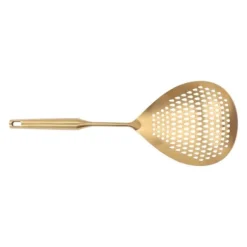 Skimmer Ladle 304 Rostfritt Stål Livsmedelskvalitet Långt Handtag Stort Flöde Skimmersked för Kök Guld