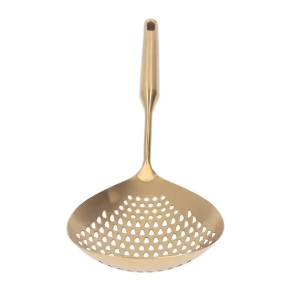 Skimmer Ladle 304 Rostfritt Stål Livsmedelskvalitet Långt Handtag Stort Flöde Skimmersked för Kök Guld