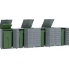 Skjul för sopkärl med lock - Förvaring för 6 platser | Färg: Grå | Storlek: 414x79x117 cm