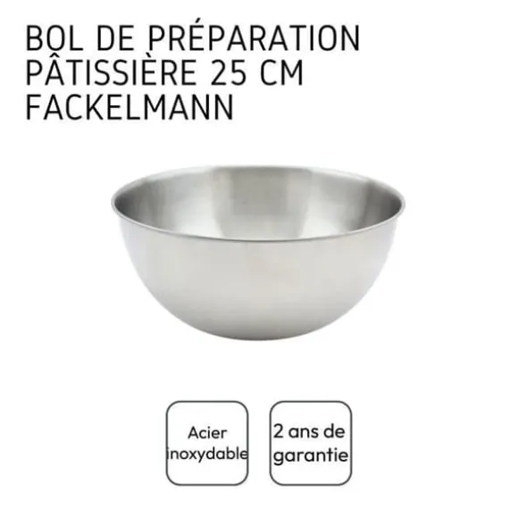 Skål för blandning i rostfritt stål med 25 cm diameter Fackelmann Basic